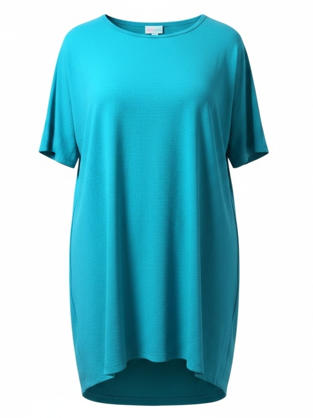 LULAROE | Irma Modest Tunic Top Teal Blue Short Sleeve Oversized Hi-Lo | L